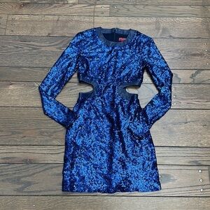 Staud Dolce Cutout Blue Sequin Mini Dress